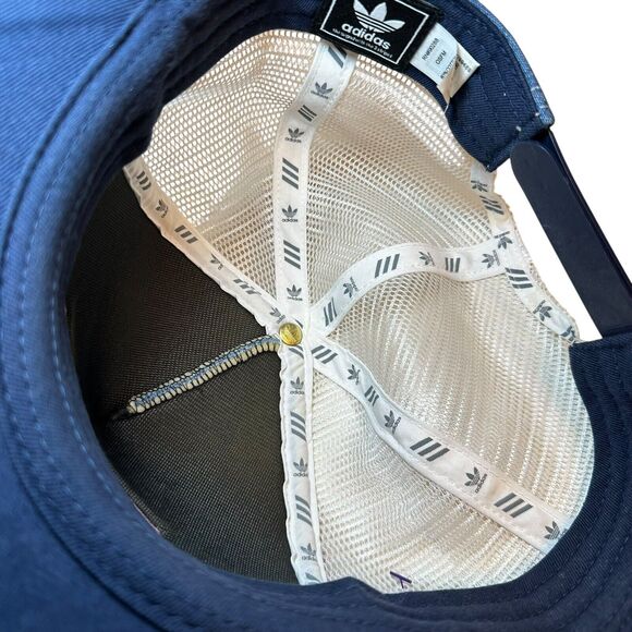 Adidas Snapback Foam Trucker Hat Cap Men's OSFM Blue Denim Look Y2K Hiphop - Picture 4 of 4